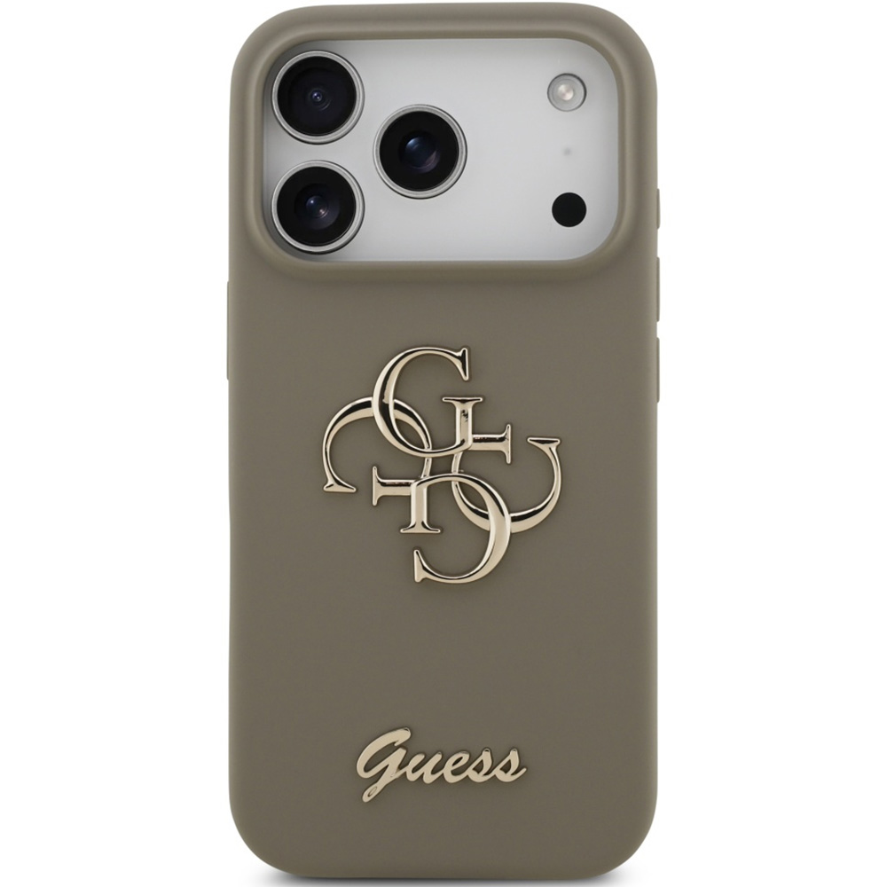 Etui Guess Hardcase Silicone Big 4G Script do iPhone 17 Pro Max, brązowe